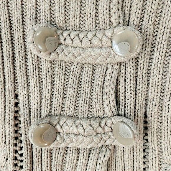 VTG Y2K Heather B Chunky Cable Knit Cardigan Toggle Bell Sleeve Sweater Sz XL - Picture 8 of 13